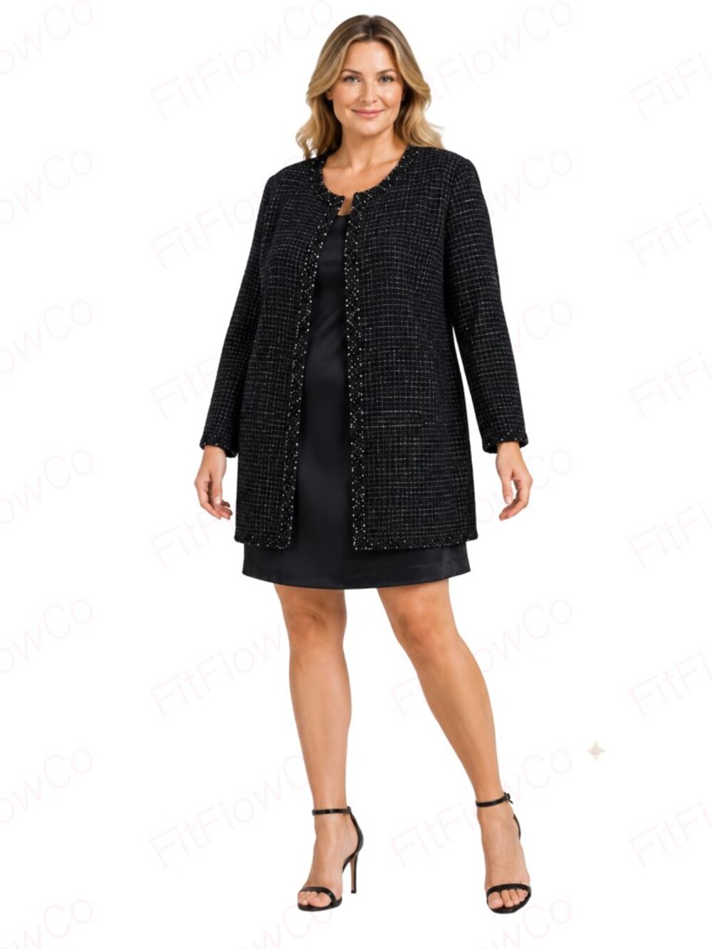 Adrianna Papell 3X Plus Size Silk Beaded Evening Jacket Black NWT